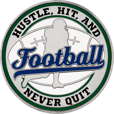 Navy Blue "Football" with Dark Green Outer Circular Borders